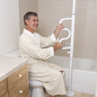Security Pole & Curve Grab Bar Combo WHITE